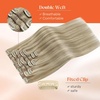 image:imageSunny Hair Clip in Hair Extensions Real Human Hair Blonde Highlights