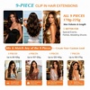 image:imageSunny Hair Clip in Hair Extensions Real Human Hair Jet Black 20 Inch 170g