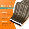 image:imageSunny Hair Tape in Weft Hair Extensions Human Hair 1 Jet Black 18 InchGUTP3822 Brown Balayage Blonde