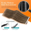 image:imageSunny Hair Tape in Weft Hair Extensions Human Hair 1 Jet Black 18 InchGUTP427 Brown Highlight Blonde