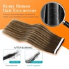 image:imageSunny Hair Tape in Weft Hair Extensions Human Hair 1 Jet Black 18 InchGUTP4427 Brown to Caramel Blonde