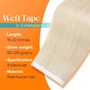 image:imageSunny Hair Tape in Weft Hair Extensions Human Hair 1 Jet Black 18 InchGUTP60 Bleach Blonde