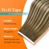 image:imageSunny Hair Tape in Weft Hair Extensions Human Hair 1 Jet Black 18 InchGUTP6606 Medium Brown with Blonde