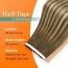 image:imageSunny Hair Tape in Weft Hair Extensions Human Hair 1 Jet Black 18 InchGUTP8228 Light Brown Balayage Blonde