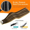 image:imageSunny Hair Tape in Weft Hair Extensions Human Hair 1 Jet Black 18 InchIJTP4427 Brown to Caramel Blonde