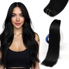 image:imageSunny Hair Weft Hair Extensions Human Hair Dark Brown With BlondeA1 1Jet Black