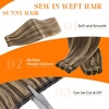 image:imageSunny Hair Weft Hair Extensions Human Hair Dark Brown With BlondeA3 4P27Brown Highlight
