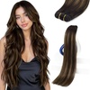 image:imageSunny Hair Weft Hair Extensions Human Hair Dark Brown With BlondeA3226Dark Brown Balayage Medium Brown