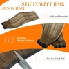image:imageSunny Hair Weft Hair Extensions Human Hair Dark Brown With BlondeA46606Medium Brown Balayage Platinum Blonde
