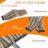 image:imageSunny Hair Weft Hair Extensions Human Hair Dark Brown With BlondeA48P60Light Brown Highlights