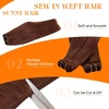 image:imageSunny Hair Weft Hair Extensions Human Hair Dark Brown With BlondeA633Warm Mahogany