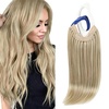 image:imageSunny Hair Wire Hair Extensions Real Human Hair Adjustable Line HairpieceA1 1622 Golden Blonde Highlight