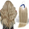 image:imageSunny Hair Wire Hair Extensions Real Human Hair Adjustable Line HairpieceA1 1622 Golden Blonde Highlight