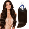 image:imageSunny Hair Wire Hair Extensions Real Human Hair Adjustable Line HairpieceA3 4 Chocolate Brown