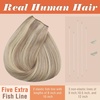 image:imageSunny Hair Wire Hair Extensions Real Human Hair Adjustable Line HairpieceB1 18613 Ash Blonde with Rose Tones Highlight