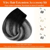 image:imageSunny Hair Wire Hair Extensions Real Human Hair Adjustable Line HairpieceB1 1BS1B Natural Black Highlight