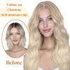 image:imageSunny Hair Wire Hair Extensions Real Human Hair Adjustable Line HairpieceB2 182260 Ash Blonde with Rose Tones Ombre