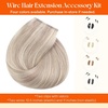 image:imageSunny Hair Wire Hair Extensions Real Human Hair Adjustable Line HairpieceB3 18A613A Light Ice Pink Blonde Highlight