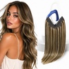 image:imageSunny Hair Wire Hair Extensions Real Human Hair Adjustable Line HairpieceB3 P427 Chocolate Brown Highlight