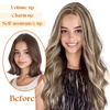 image:imageSunny Hair Wire Hair Extensions Real Human Hair Adjustable Line HairpieceB3 P8A60 Light Brown Highlight