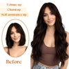 image:imageSunny Hair Wire Hair Extensions Real Human Hair Adjustable Line HairpieceC1 2A Brunette Darker Brown
