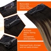 image:imageSunny Hair Wire Hair Extensions Real Human Hair Adjustable Line HairpieceC2 1B427 Black Ombre Brown Balayage Caramel Blonde