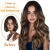 image:imageSunny Hair Wire Hair Extensions Real Human Hair Adjustable Line HairpieceC2 1B427 Black Ombre Brown Balayage Caramel Blonde