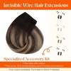 image:imageSunny Hair Wire Hair Extensions Real Human Hair Adjustable Line HairpieceC2 1B427 Black Ombre Brown Balayage Caramel Blonde