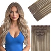 image:imageVe Sunny Seamless Clip ins Human Hair Platinum Blonde Straight 18 InchV1A 6606 Sunset Grove Chestnut Mix Platinum