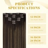 image:imageVe Sunny Seamless Clip ins Human Hair Platinum Blonde Straight 18 InchV1B 226 Warm Hearth Brown Balayage