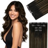 image:imageVe Sunny Seamless Clip ins Human Hair Platinum Blonde Straight 18 InchV1B 226 Warm Hearth Brown Balayage