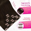 image:imageVe Sunny Seamless Clip ins Human Hair Platinum Blonde Straight 18 InchV2B 4 Medium Dark Brown
