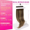 image:imageVe Sunny Seamless Clip ins Human Hair Platinum Blonde Straight 18 InchV3A 4274 Coffee Medium Brown Balayage Blonde