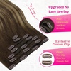 image:imageVe Sunny Seamless Clip ins Human Hair Platinum Blonde Straight 18 InchV3A 4274 Coffee Medium Brown Balayage Blonde