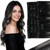 image:imageVe Sunny Seamless Clip ins Human Hair Platinum Blonde Straight 18 InchV3B 1BSliver1B Black Balayage Void Silver