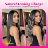 image:imageVe Sunny Seamless Clip ins Human Hair Platinum Blonde Straight 18 InchV3B 1BSliver1B Black Balayage Void Silver