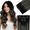 image:imageVe Sunny Seamless Clip ins Human Hair Platinum Blonde Straight 18 InchV3B 1BSliver1B Black Balayage Void Silver