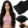 image:imageVe Sunny Seamless Clip ins Human Hair Platinum Blonde Straight 18 InchV3C 1 Jet Black