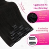 image:imageVe Sunny Seamless Clip ins Human Hair Platinum Blonde Straight 18 InchV3C 1 Jet Black