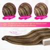 image:imageVe Sunny Seamless Clip ins Human Hair Platinum Blonde Straight 18 InchV3D P427 Espresso Caramel Swirl