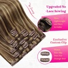 image:imageVe Sunny Seamless Clip ins Human Hair Platinum Blonde Straight 18 InchV3D P427 Espresso Caramel Swirl