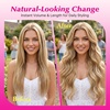 image:imageVe Sunny Seamless Clip ins Human Hair Platinum Blonde Straight 18 InchV3E P1016 Golden Brown Blonde Highlights