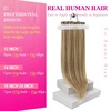 image:imageVe Sunny Seamless Clip ins Human Hair Platinum Blonde Straight 18 InchV3E P1016 Golden Brown Blonde Highlights