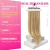 image:imageVe Sunny Seamless Clip ins Human Hair Platinum Blonde Straight 18 InchV3E P1016 Golden Brown Blonde Highlights