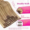 image:imageVe Sunny Seamless Clip ins Human Hair Platinum Blonde Straight 18 InchV3E P1016 Golden Brown Blonde Highlights