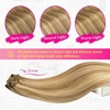 image:imageVe Sunny Seamless Clip ins Human Hair Platinum Blonde Straight 18 InchV3E P1016 Golden Brown Blonde Highlights