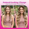 image:imageVe Sunny Seamless Clip ins Human Hair Platinum Blonde Straight 18 InchV3G 3822 Olive Brown Roots to Blonde Mix