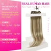 image:imageVe Sunny Seamless Clip ins Human Hair Platinum Blonde Straight 18 InchV3G 3822 Olive Brown Roots to Blonde Mix