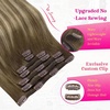 image:imageVe Sunny Seamless Clip ins Human Hair Platinum Blonde Straight 18 InchV3G 3822 Olive Brown Roots to Blonde Mix