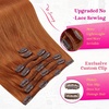 image:imageVe Sunny Seamless Clip ins Human Hair Platinum Blonde Straight 18 InchV4B 350 Orange Copper
